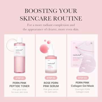 medicube Rose PDRN Pink Trio Set : Medicube PDRN Pink Peptide Serum & Toner & Jelly Gel Mask (1 Count (Pack of 4))