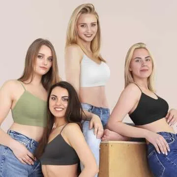 KCDDUMK 4-Pack Comfortable Seamless Cami Bras