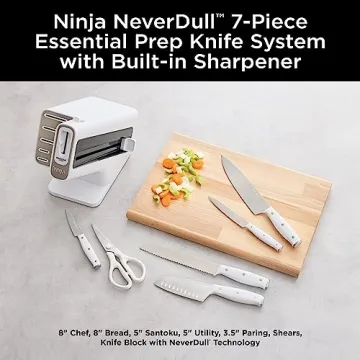 Ninja NeverDull 7-Piece Knife Set with Sharpener, White