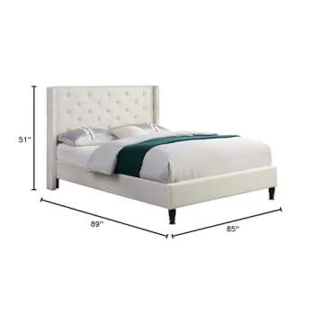 Best Master Furniture YY129 Cloth Light Beige Platform Bed with Slats, E. King