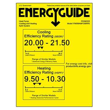 Pioneer Air Conditioner WYS009A-20 Wall Mount Ductless Inverter+ Mini Split Heat Pump, 9000 BTU-110/120V