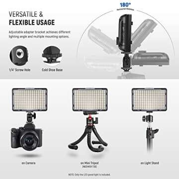 Neewer Dimmable 176 LED Video Light with 2-Pack 2600mAh Li-ion Battery and Dual USB Battery Charger Lighting Kit for Canon, Nikon and Other Digital SLR Cameras for Photo Studio Video Shooting