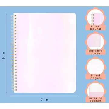 ban.do Rough Draft Mini Spiral Notebook, 9" x 7" with Pockets and 160 Lined Pages, Pearlescent