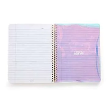 ban.do Rough Draft Mini Spiral Notebook, 9" x 7" with Pockets and 160 Lined Pages, Pearlescent