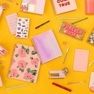 ban.do Rough Draft Mini Spiral Notebook, 9" x 7" with Pockets and 160 Lined Pages, Pearlescent