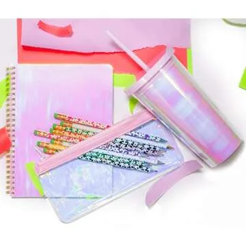 ban.do Rough Draft Mini Spiral Notebook, 9" x 7" with Pockets and 160 Lined Pages, Pearlescent