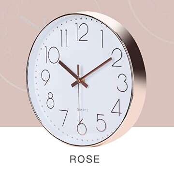 Jomparis 12" Silent Non-Ticking Rose Gold Wall Clock