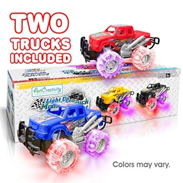 Light Up Monster Truck Set for Kids 3-6 Years - Two Colorful Toys