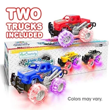 Light Up Monster Truck Set for Kids 3-6 Years - Two Colorful Toys