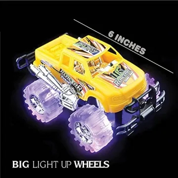 Light Up Monster Truck Set for Kids 3-6 Years - Two Colorful Toys