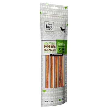 I and love and you No Stink Free Ranger Bully Stix - Beef - Rawhide Alternative, Single Ingredient, Free Range Grass Fed Beef, 12in, 5ct