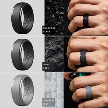 ThunderFit Men's Silicone Wedding Bands - Multipack