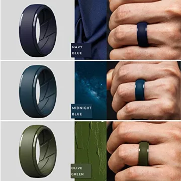 ThunderFit Men's Silicone Wedding Bands - Multipack