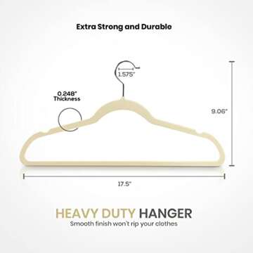 Utopia Home Velvet Hangers 50 Pack - Non-Slip Clothes Hangers - Ivory Hangers - Suit Hangers with 360 Degree Rotatable Hook - Heavy Duty Coat Hangers - Pants Hangers