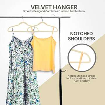 Utopia Home Velvet Hangers 50 Pack - Non-Slip Clothes Hangers - Ivory Hangers - Suit Hangers with 360 Degree Rotatable Hook - Heavy Duty Coat Hangers - Pants Hangers