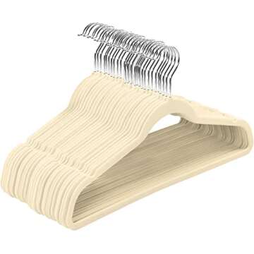 Utopia Home Velvet Hangers 50 Pack - Non-Slip Clothes Hangers - Ivory Hangers - Suit Hangers with 360 Degree Rotatable Hook - Heavy Duty Coat Hangers - Pants Hangers