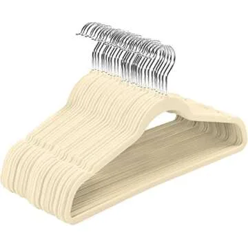 Utopia Home Velvet Hangers 50 Pack - Non-Slip Clothes Hangers - Ivory Hangers - Suit Hangers with 360 Degree Rotatable Hook - Heavy Duty Coat Hangers - Pants Hangers