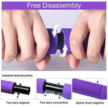 MALOOW Adjustable Pilates Bar Kit with Resistance Bands
