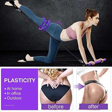 MALOOW Adjustable Pilates Bar Kit with Resistance Bands