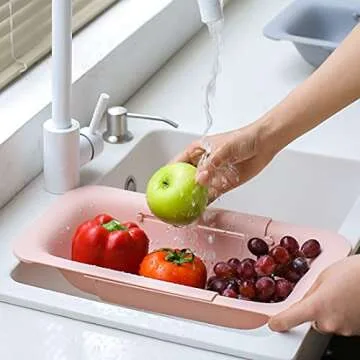 Collapsible Sink Colanders & Strainers - Extendable Plastic Fruit Strainer