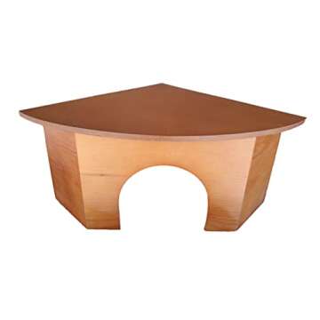 Piggies Choice The Space House All Natural Sturdy Pine Wood Corner Hideout Hidey Guinea Pig Hut (Warm Cherry Stain)