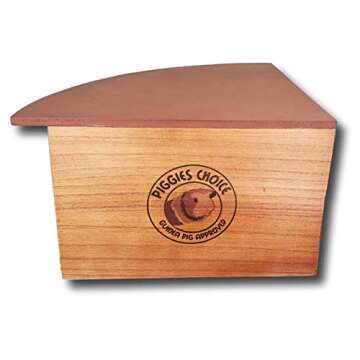 Piggies Choice The Space House All Natural Sturdy Pine Wood Corner Hideout Hidey Guinea Pig Hut (Warm Cherry Stain)