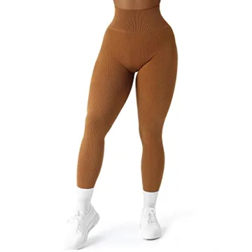 SUUKSESS Women's High Waisted Ribbed Leggings - Tummy Control & Squat Proof