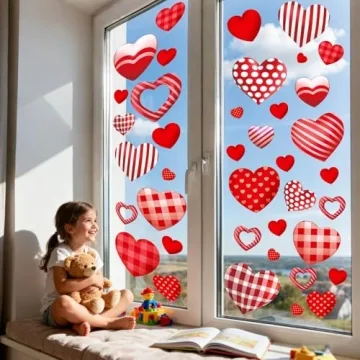 Cute Heart Window Clings for Valentine’s Day Decor