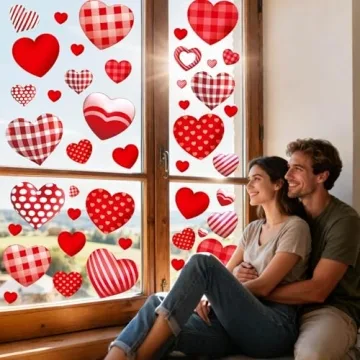 Cute Heart Window Clings for Valentine’s Day Decor