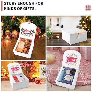 12pack Gift Boxes with Lids,White Gift Boxes Bulk with Gold Bow Ribbon,Bridesmaid Proposal Box for Presents Kraft Paper for Wedding,Christmas,Halloween,Baby Shower