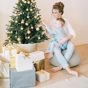 12pack Gift Boxes with Lids,White Gift Boxes Bulk with Gold Bow Ribbon,Bridesmaid Proposal Box for Presents Kraft Paper for Wedding,Christmas,Halloween,Baby Shower