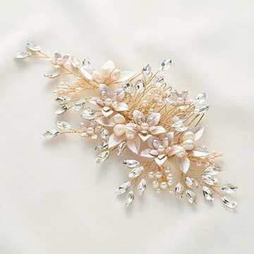 SWEETV Handmade Wedding Hair Comb for Elegant Bridal Looks