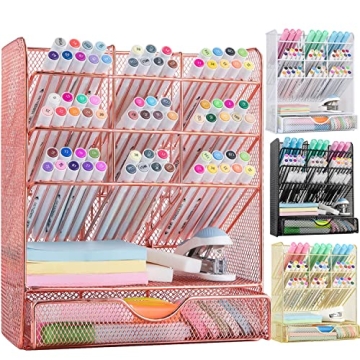 Stylish Rose Gold Pen Holder Organizer for Desks