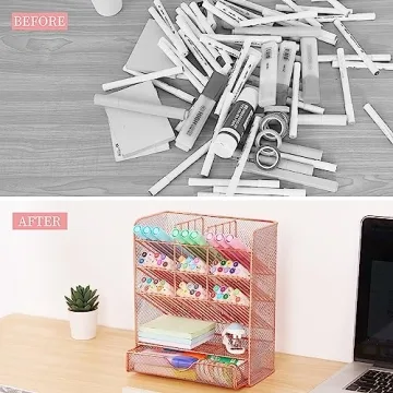 Stylish Rose Gold Pen Holder Organizer for Desks