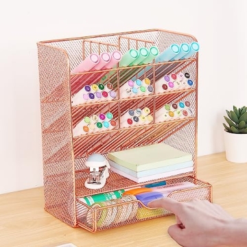 Stylish Rose Gold Pen Holder Organizer for Desks
