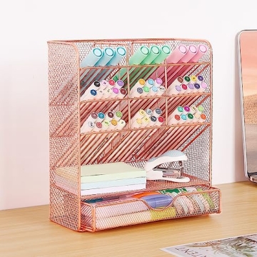 Stylish Rose Gold Pen Holder Organizer for Desks