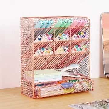 Stylish Rose Gold Pen Holder Organizer for Desks