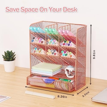 Stylish Rose Gold Pen Holder Organizer for Desks
