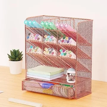 Stylish Rose Gold Pen Holder Organizer for Desks