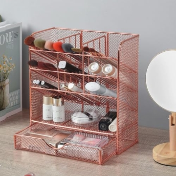 Stylish Rose Gold Pen Holder Organizer for Desks