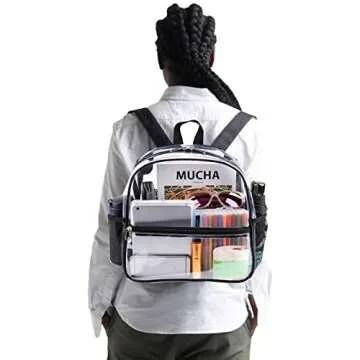 Fomaris Clear Backpack for Stadium Events 12x6x12 Clear Stadium Backpacks for Women, Small Transparent Bag for Sports Concert Festival (Black)