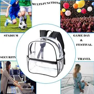 Fomaris Clear Backpack for Stadium Events 12x6x12 Clear Stadium Backpacks for Women, Small Transparent Bag for Sports Concert Festival (Black)