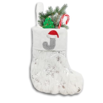 ASEOJOON 6 inches Initial Monogram Christmas Stocking with Embroidered Letters Personalized Small Pl...