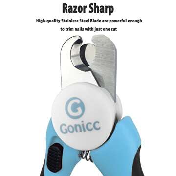 gonicc Professional Small Dog and Cat Nail Clippers Sharp Stainless Steel Pet Nail Trimmers(with Fre...