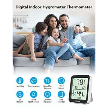 Govee Indoor Hygrometer Thermometer 3 Pack with Smart Alerts and Data Storage