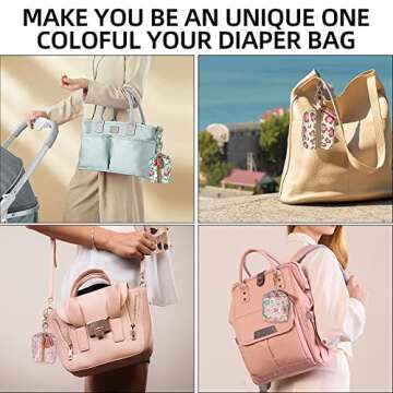 Smlpuame Pacifier Holder Case,BPA Free Leather Baby Pacifier Cover Pouch,Binky Case for Diaper Bag or Purse,Holder 4 Pacifiers or Teether Toy,Outdoor Travel Accessories,Easy to Clean(Green Leaf& Rose)