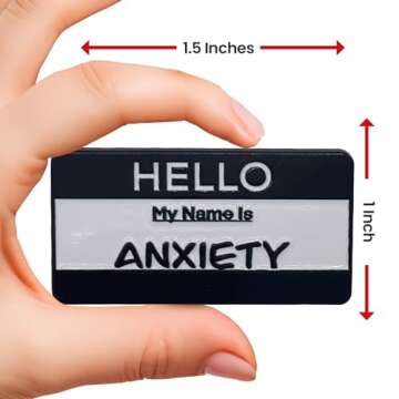 Festi Daze My Name Is Anxiety Pin | Perfect for Decorating & Styling Bags, Jackets, Hats, & Aprons | Express Yourself With Funny Enamel Pins | Aesthetic Mental Health Support Enamel Pin