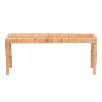 Baxton Studio Abelia Rattan and Mahogany Accent Bench