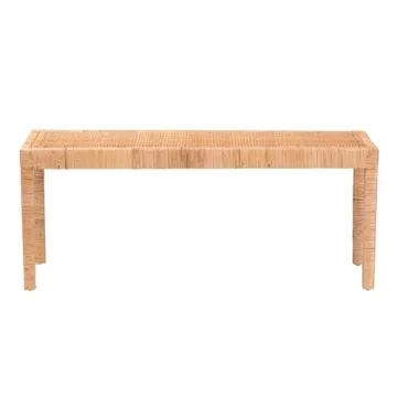 Baxton Studio Abelia Rattan and Mahogany Accent Bench