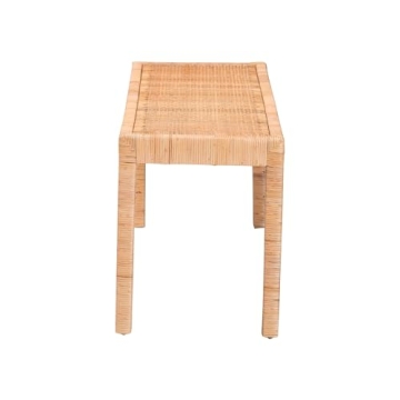 Baxton Studio Abelia Rattan and Mahogany Accent Bench